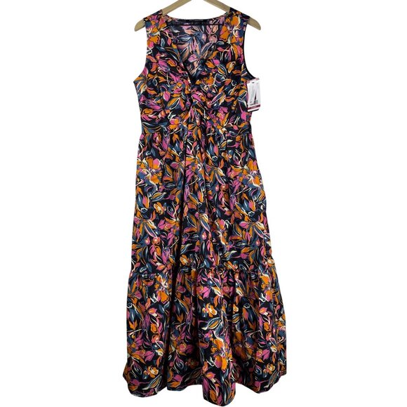 French Connection Dresses & Skirts - French Connection Twist Front Midi Dress Women's XL NWT Tropical Ruffle Cotton